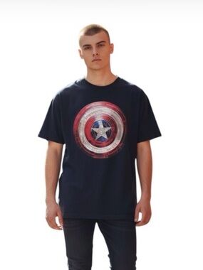 MARVEL Captain America The Winter Soldier Shield Men’s Navy T-Shirt